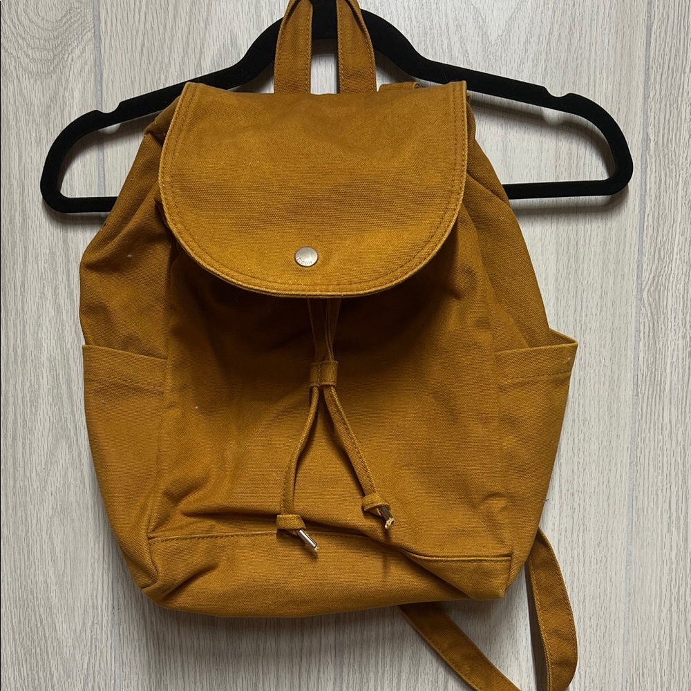 Baggu Cotton Drawstring Backpack Tan Yellow